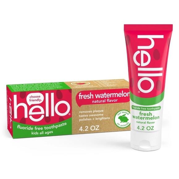 (3 pack) hello Fresh Watermelon Fluoride Free Kids Toothpaste, 4.2 Oz Tube - Picture 2 of 7